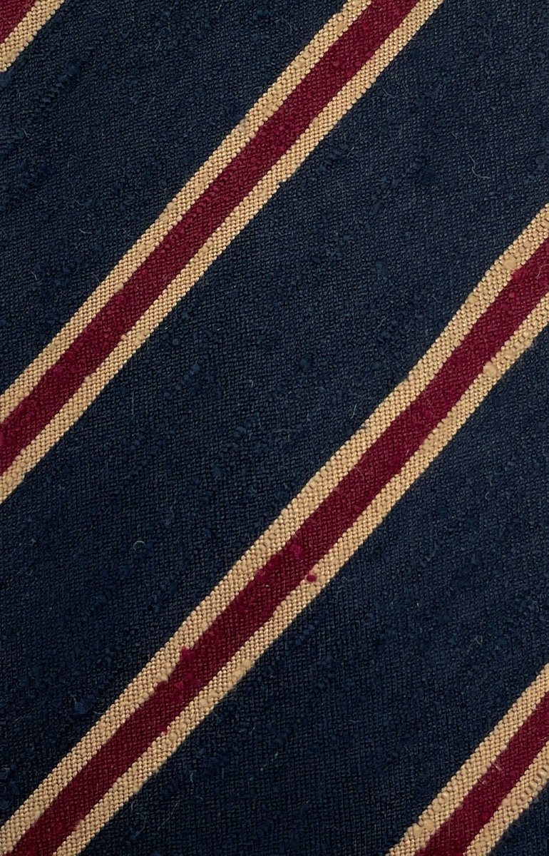 Regimental Shantung Tie - Navy With Burgundy Stripes – Wilmok