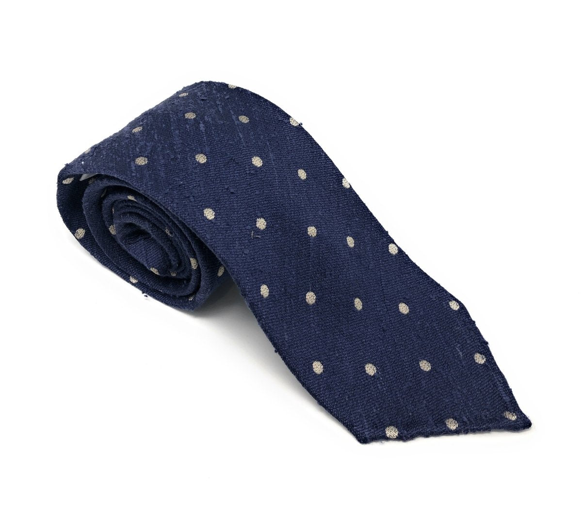 Shantung Untipped Polka Dot Navy White Tie outlet