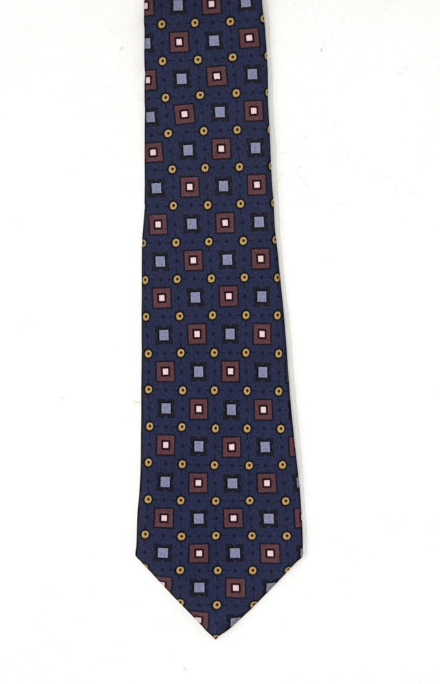 7 Fold Tie Blue with Abstract Pattern - Wilmok