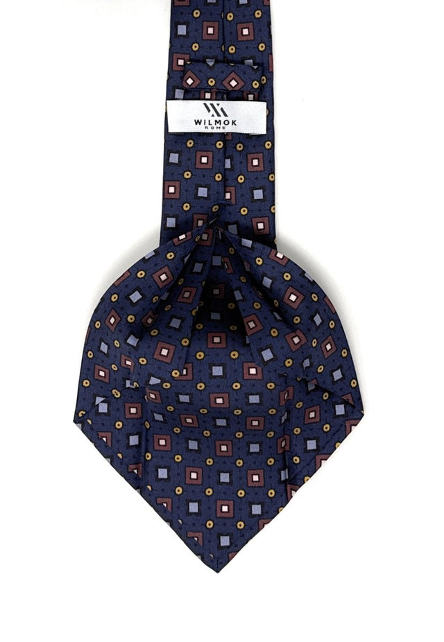 7 Fold Tie Blue with Abstract Pattern - Wilmok