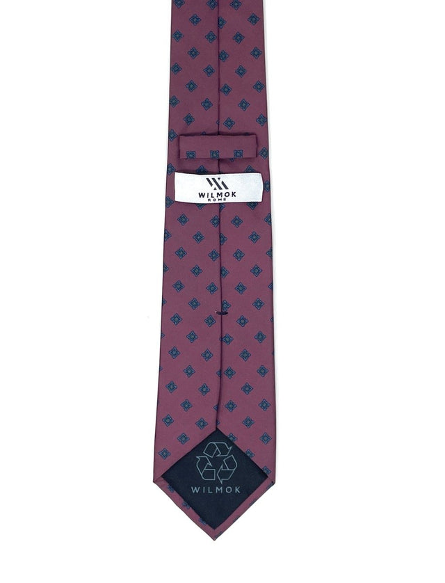 Dark Mauve Geometric Floral Tie - Wilmok
