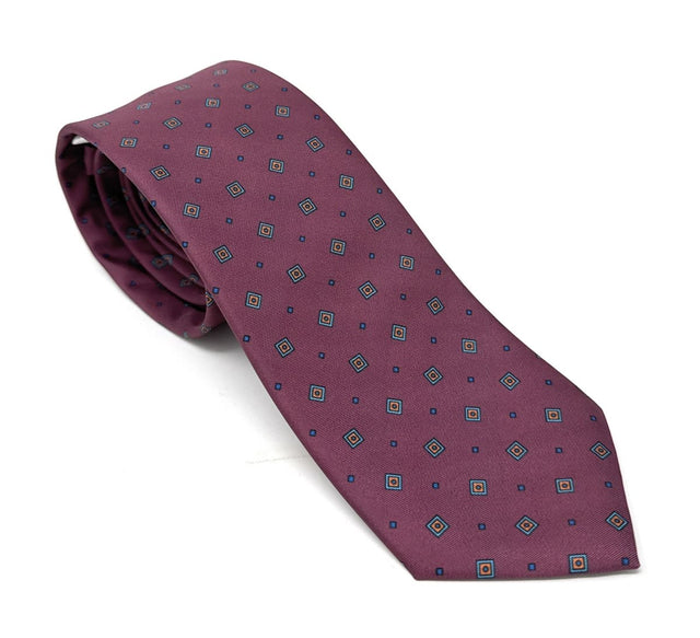 Eco - Friendly Burgundy Geometric Tie in rPET - Wilmok