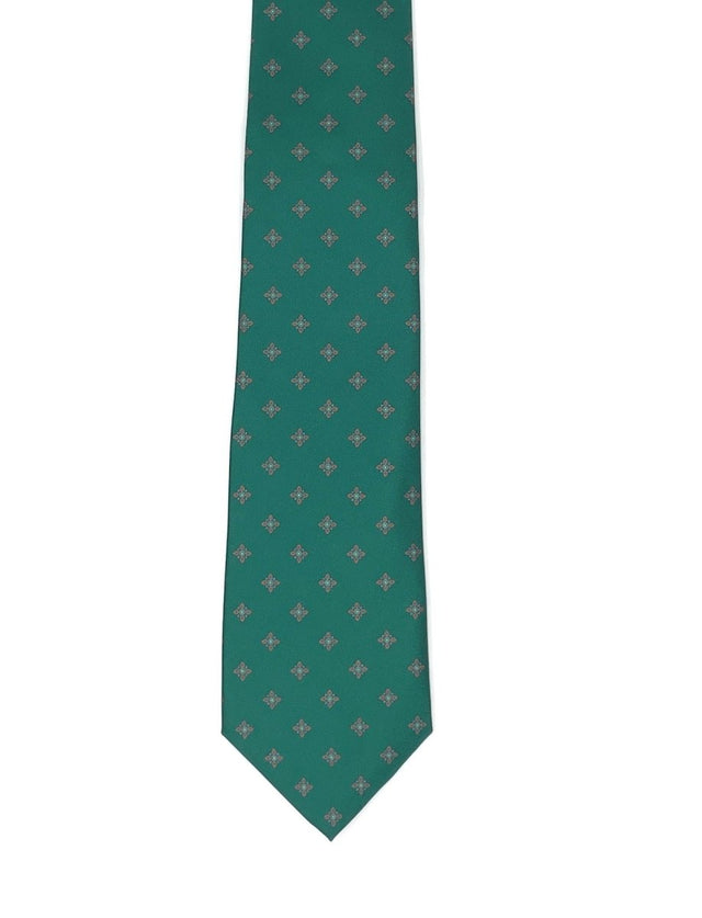 Emerald Green Floral Cross Tie - Wilmok