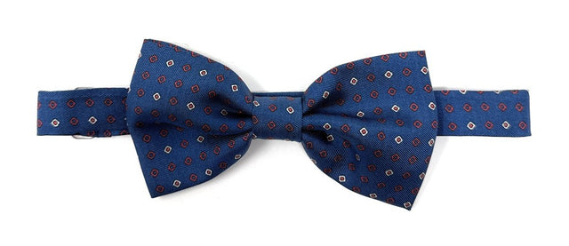 Navy Blue Bow Tie with Red Diamonds - Wilmok