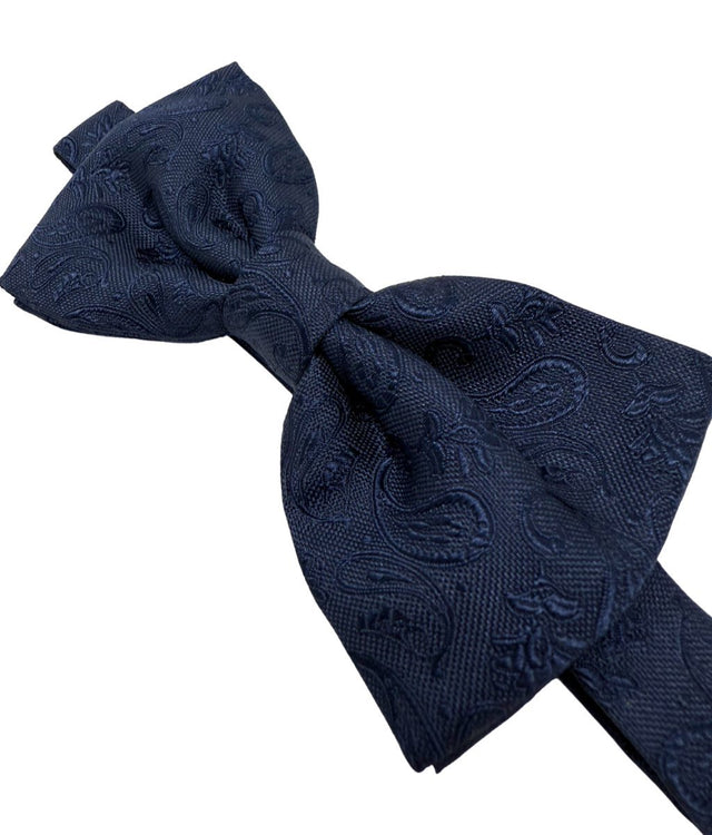 Navy Blue Paisley Bow Tie - Wilmok