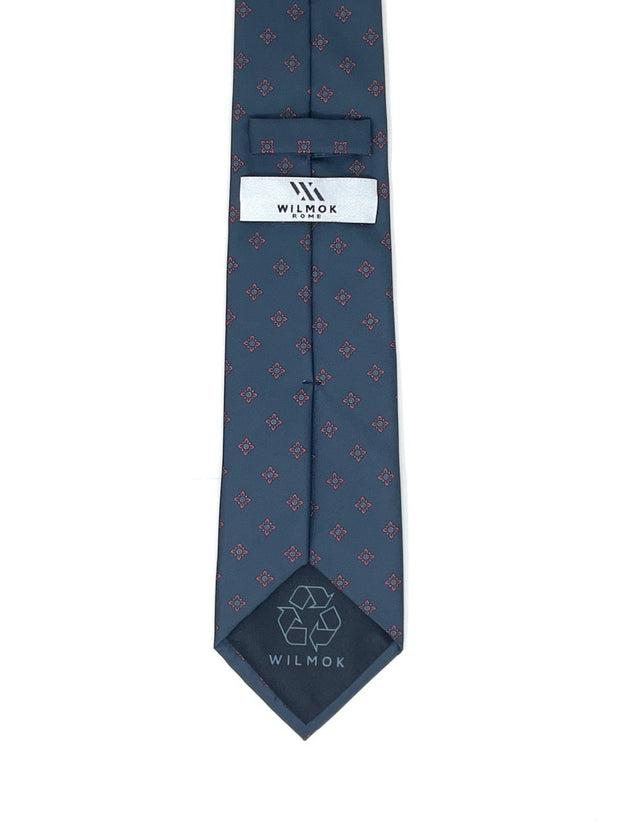 Steel Blue Floral Motif Tie - Wilmok