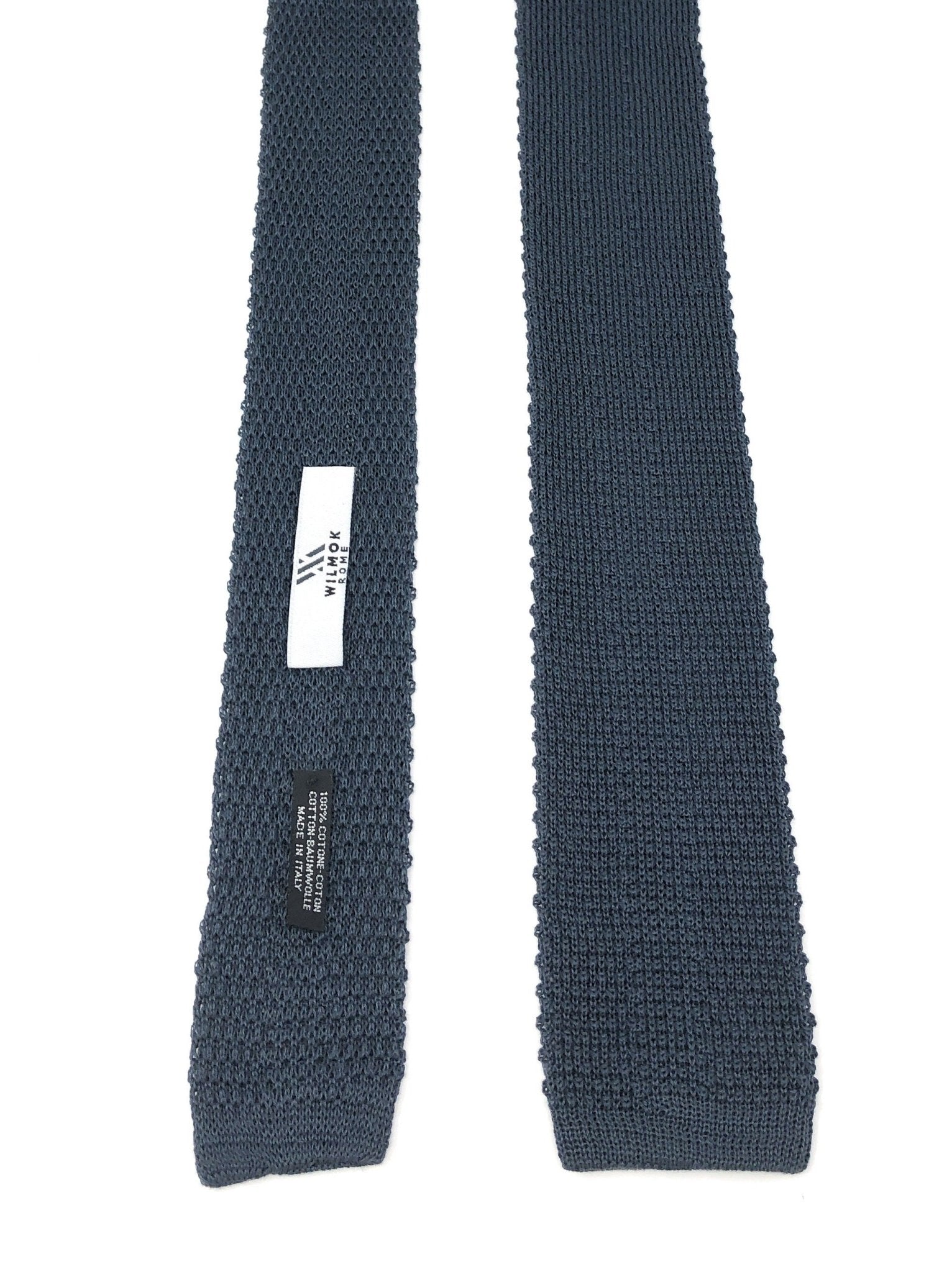 Knitted Handmade Italian Silk Steel Blue Tie – Wilmok