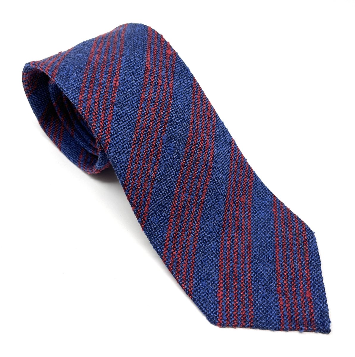 Shantung Regimental Red, White and Copper Striped Tie authentic