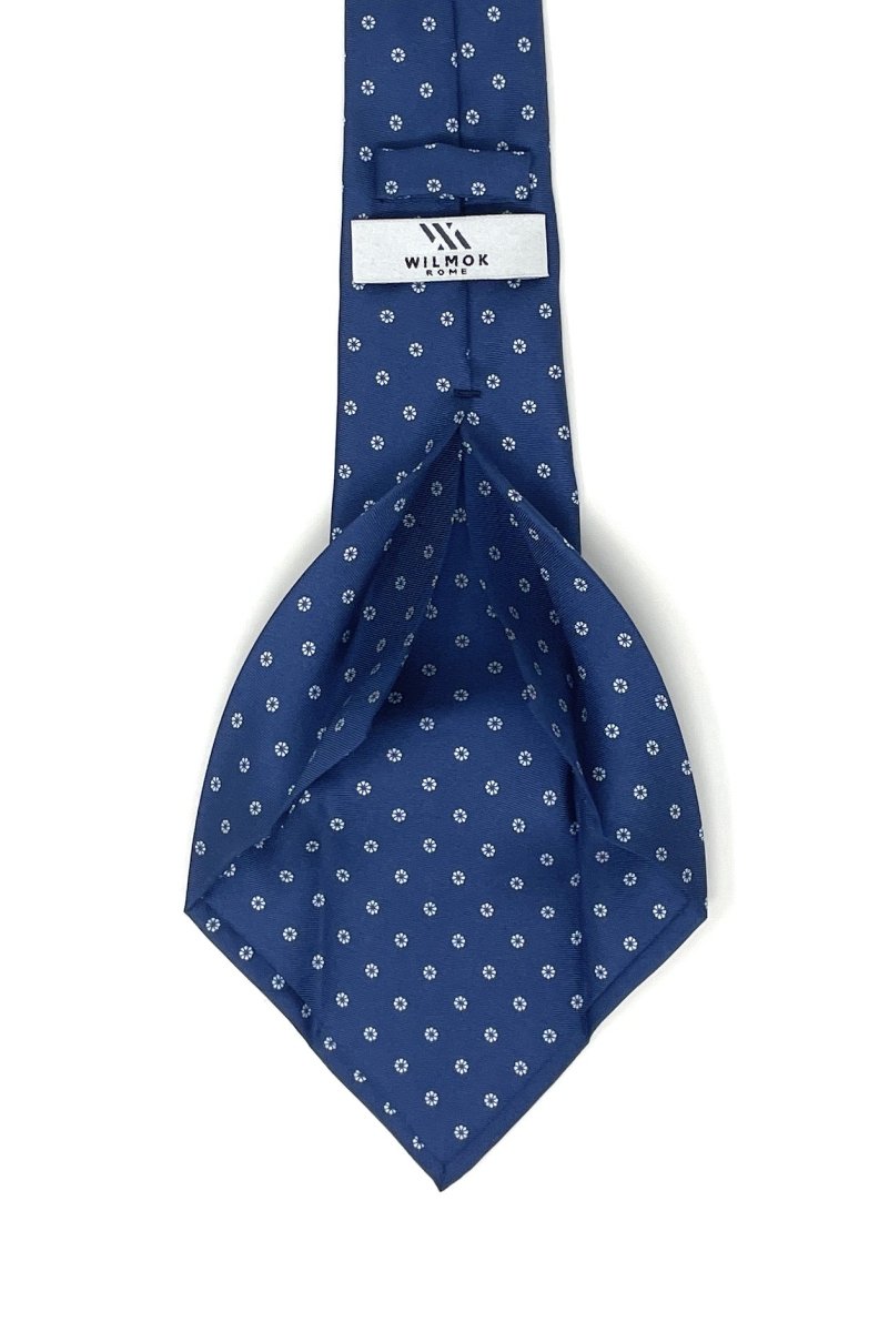 Seven Fold Blue Tie with Micro Flowers | Wilmok