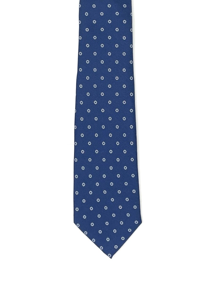 Seven Fold Blue Tie with Micro Flowers | Wilmok