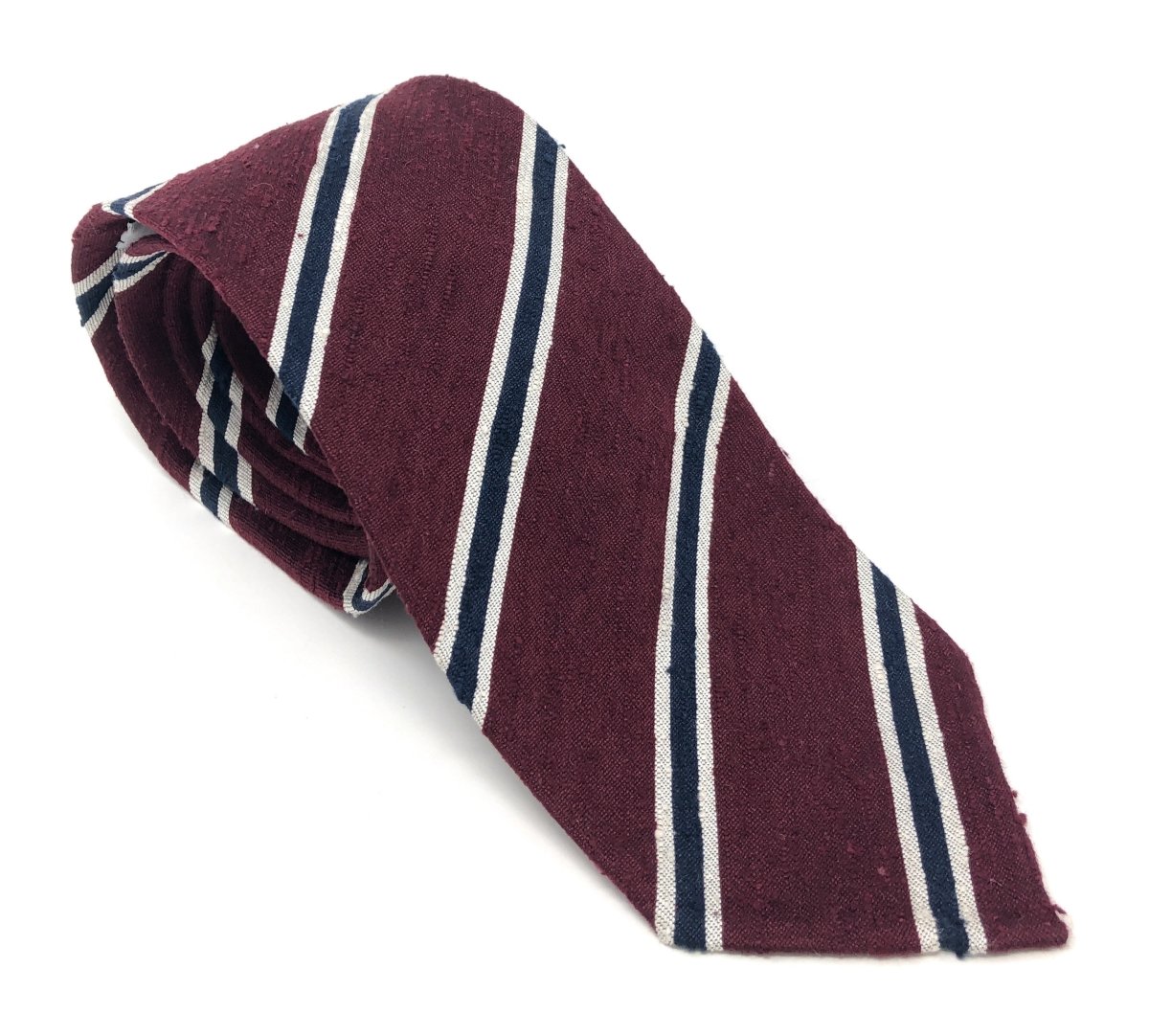 Shantung Regimental Red, White and Copper Striped Tie authentic